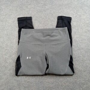 Under Armour Pants Women Medium Gray Black Compression HeatGear Leggings Running